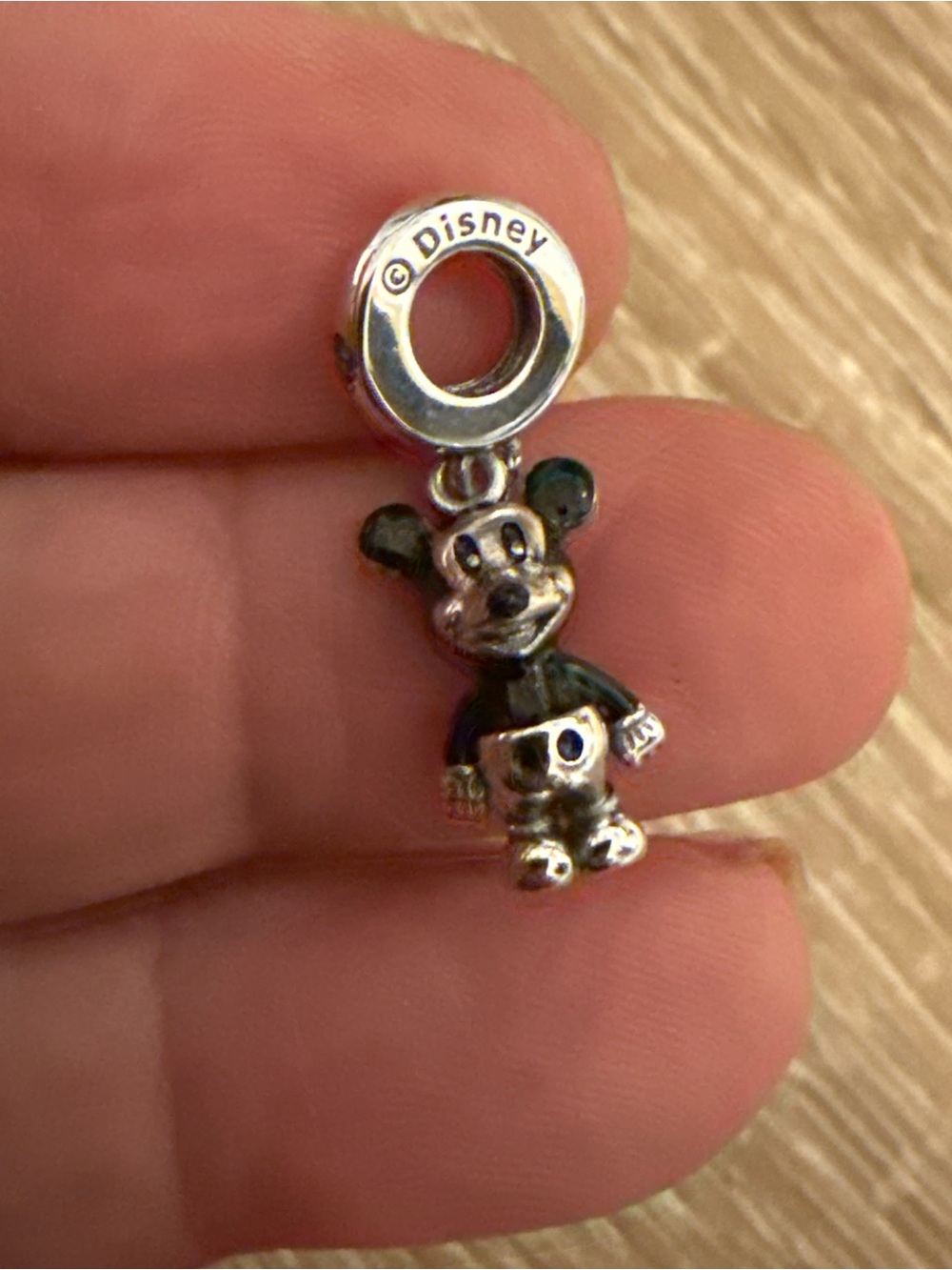 Disney Mickey Mouse Silver Charm with Black Enamel